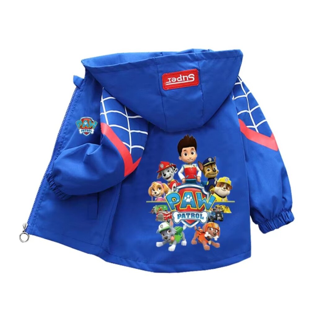 Blue Boys 3T 4T Paw Patrol Super Jacket Hoodie Hooded Kids Raincoat Light Jacket
